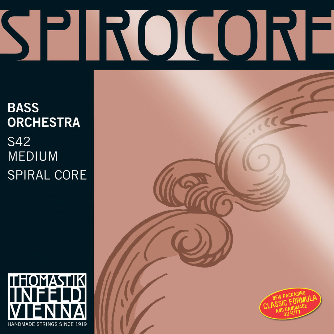 Thomastik 644219 Saiten für Kontrabass Spirocore Spiralkern Orchesterstimmung, Satz 4/4 weich für Me