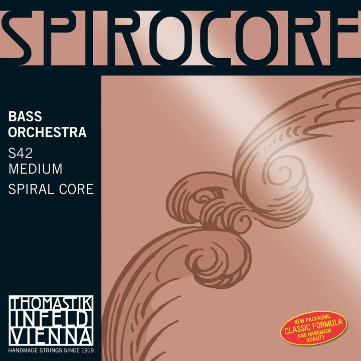 Thomastik 644219 Saiten für Kontrabass Spirocore Spiralkern Orchesterstimmung, Satz 4/4 weich für Me