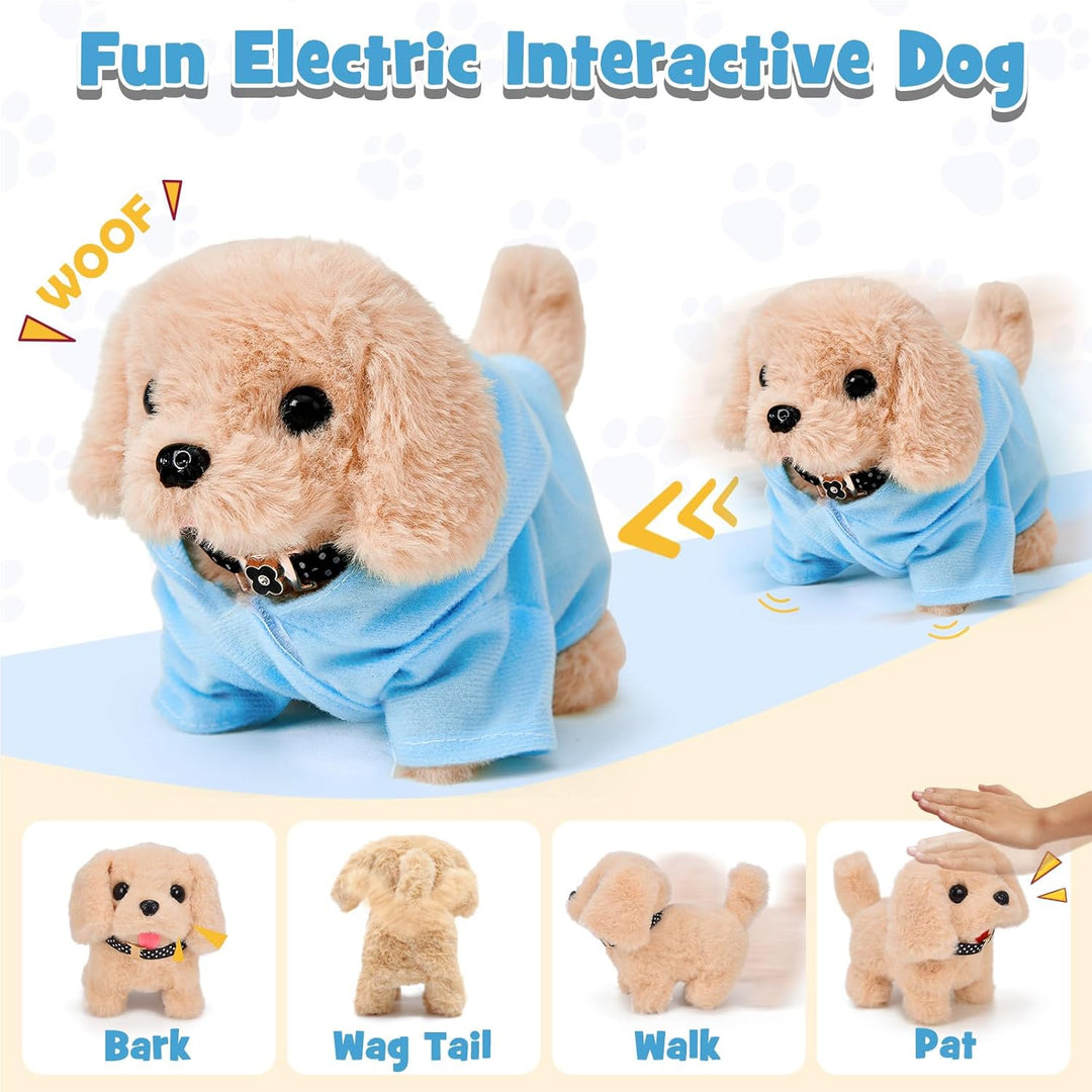 Tacobear Hund Spielzeug Kinder der Läuft und Bellt, Elektrischer Hund mit Leine Hundekäfig Hundemant