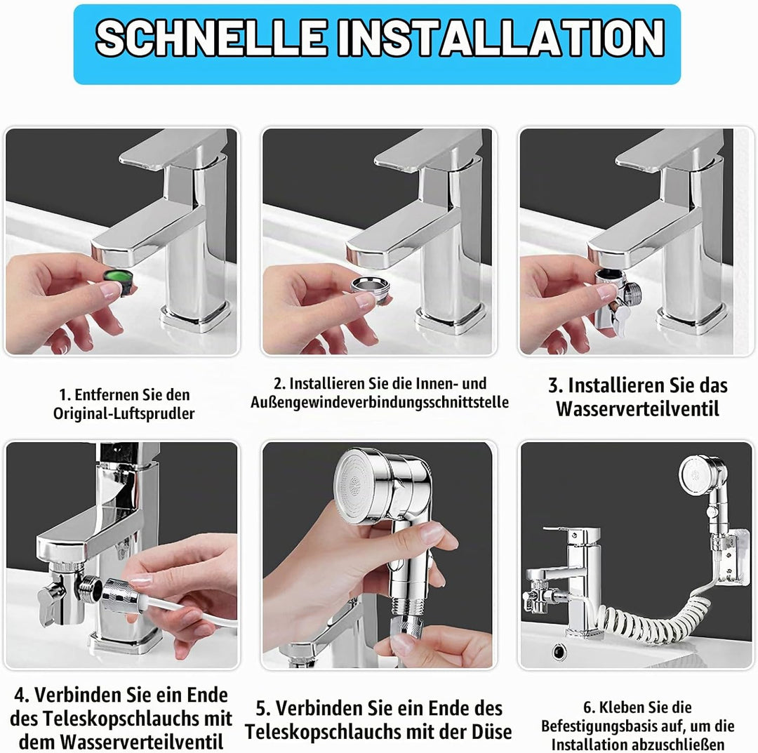 Handbrause für Waschbecken, Encuryna Waschbeckenbrause mit Schlauch, 1.5M Handbrause Duschkopf Set M