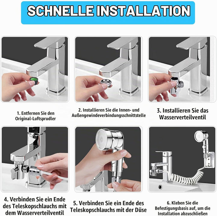 Handbrause für Waschbecken, Encuryna Waschbeckenbrause mit Schlauch, 1.5M Handbrause Duschkopf Set M