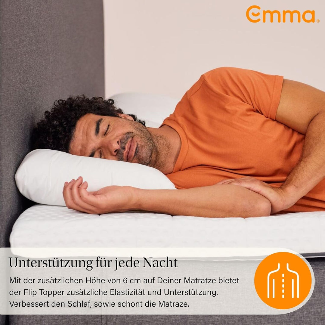 Emma Premium Matratzen Topper, 6cm dick, wendbarer HRX-Schaum für anpassbaren Komfort, Atmungsaktiv