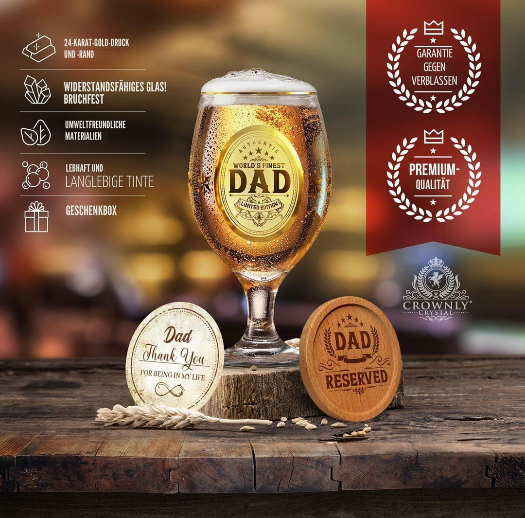 CROWNLY CRYSTAL® Personalisierte Geschenke Papa Geschenk Geburtstag Weihnachtsgeschenke für Papa Vat