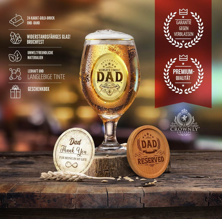 CROWNLY CRYSTAL® Personalisierte Geschenke Papa Geschenk Geburtstag Weihnachtsgeschenke für Papa Vat