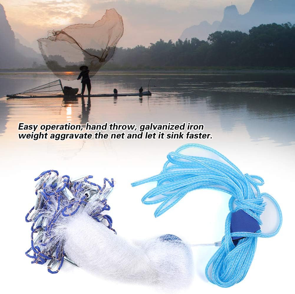 Wurfnetz Zum Fischen, Tragbares Fischernetz, Nylon Mesh Fischnetz zum Fangen von Angelnetz Angelzube
