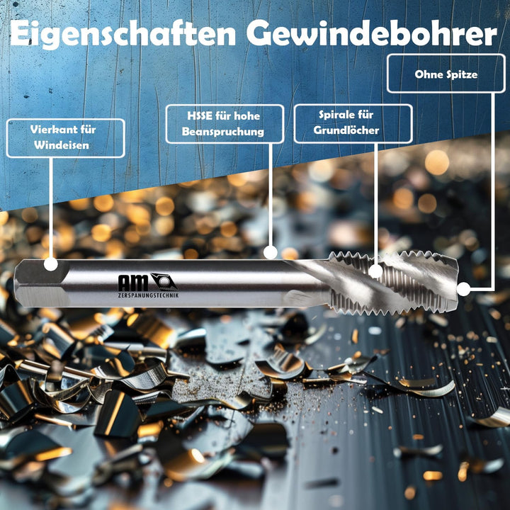 Gewindeschneider M3-M30 | Hochwertiger Gewindebohrer | Universeller Sacklochgewindebohrer Handgewind