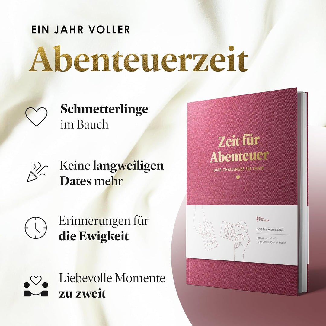 Date Challenge Buch für Paare “Zeit für Abenteuer” | Valentinstag-Geschenk für ihn & sie | ABC Date