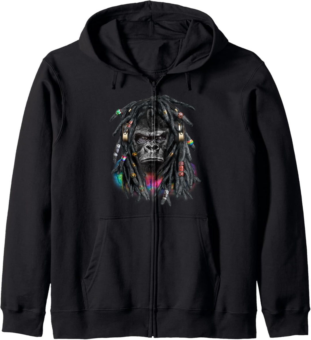 Gorilla mit Reggae-Dreadlocks-Haaren Kapuzenjacke