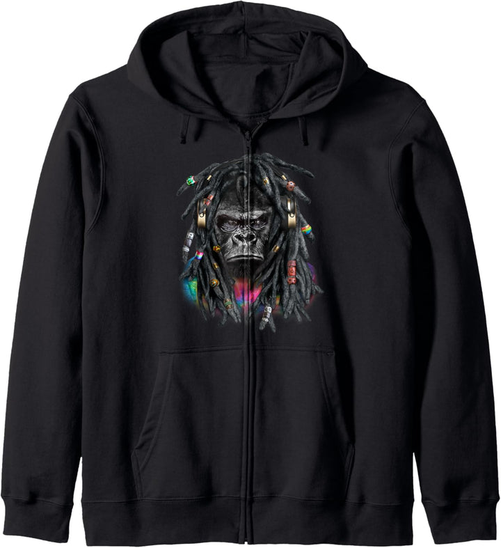 Gorilla mit Reggae-Dreadlocks-Haaren Kapuzenjacke