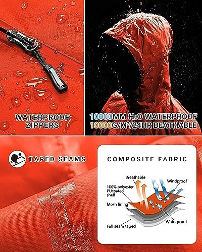 Outdoor Ventures Damen Regenjacke 10000MM Wasserdicht Leichte Gefüttert Packbar Sportjacke Funktions