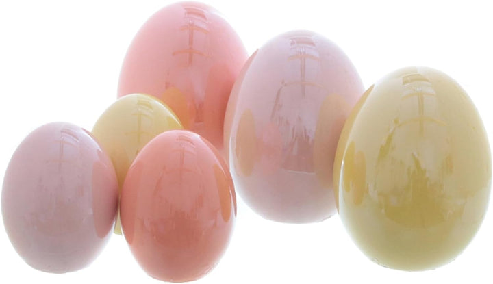 ETC dekoratives frühlingshaftes Dekoei Keramikei Osterei aus Keramik hochglänzend in frischem rosa i
