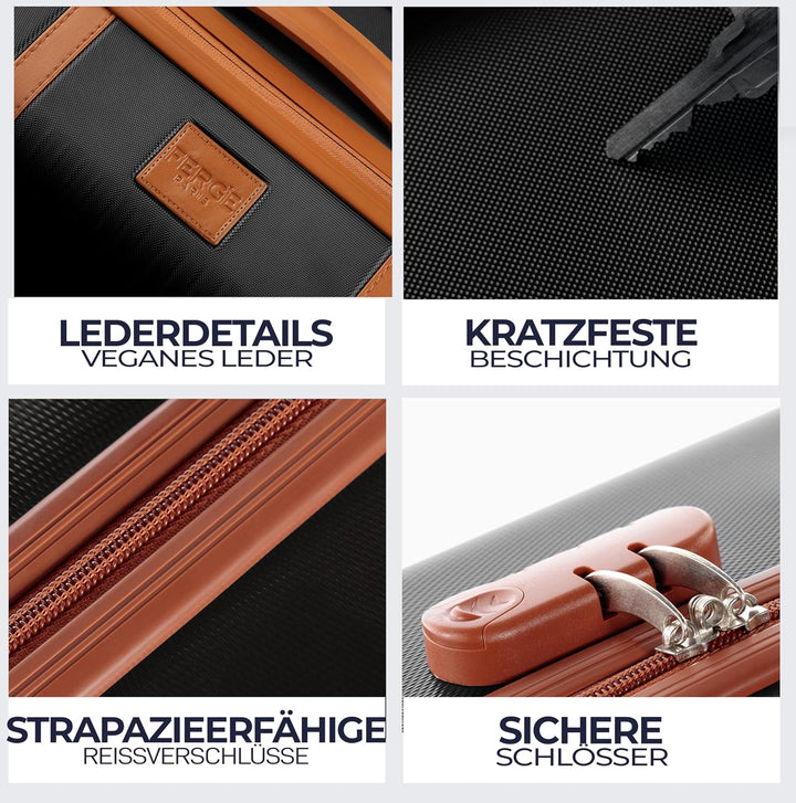 FERGÉ Handgepäck Koffer Set 3 teilig Kabinenkoffer Hartschale 55 x 40 x 22 cm + Reisetasche + Kultur