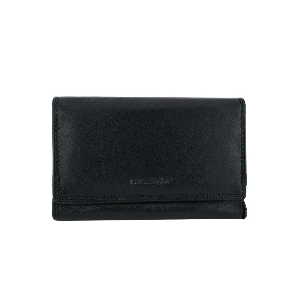 Laura Biagiotti Damen-Geldbörse aus echtem Leder, geräumig mit Geschenkbox Schwarz 155, Schwarz 155