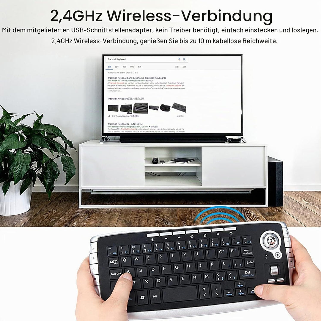 E30 2,4 GHz Wireless Keyboard mit Trackball Maus Scrollrad Fernbedienung für Android TV Box Smart TV