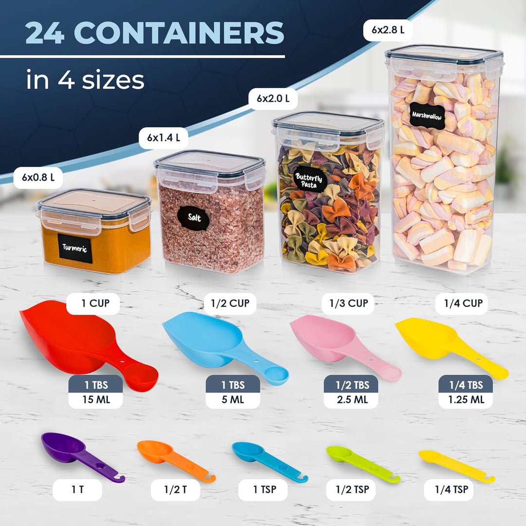United Entertainment Vorratsdosen mit Deckel Luftdicht - Set 24 - BPA Frei Aufbewahrungsbox mit Deck