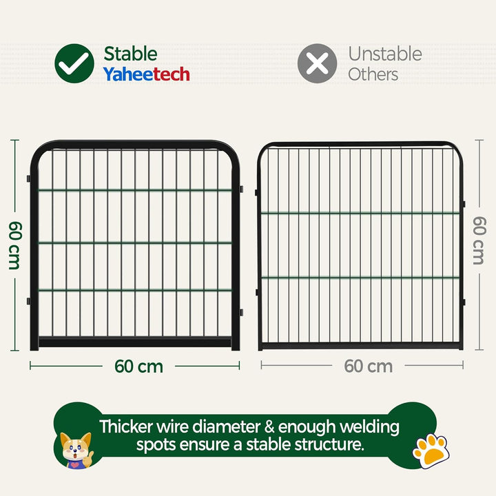 Yaheetech Welpenlaufstall 60cm hoch, 8-teilig Welpenauslauf, flexibel und faltbar, Automatische Verr