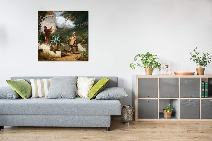 Bilderdepot24 Bild auf Leinwand | Carl Spitzweg Jugendfreunde in 80x80 cm als Wandbild | Wand-deko D