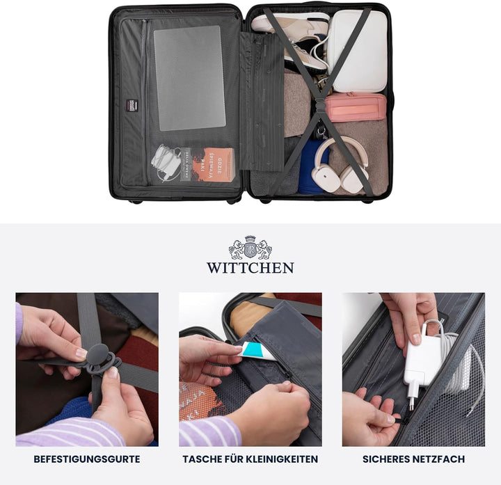WITTCHEN COMODO Line Koffer Handgepäck Gepäck-Set aus ABS Teleskopgriff TSA Schloss 4 Doppelräder Sc