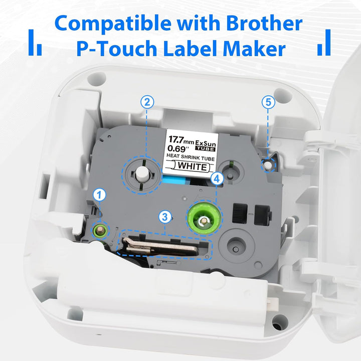 3er-Pack 17,7mm Schrumpfetikett Kompatibel für Brother HSe-241 HSe241 HS241 Hsc241 Schrumpfschläuche