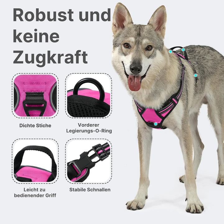 Hundegeschirr Mittelgrosse Grosse Hunde, Anti Zug Hundegeschirr Gepolstert mit Griff, Atmungsaktiv R