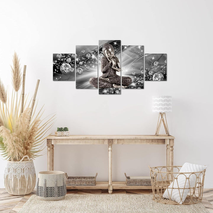 Runa Art Wandbilder Buddha Feng Shui 5 Teilig Bild auf Vlies Leinwand Deko Wohnzimmer Schlafzimmer Z