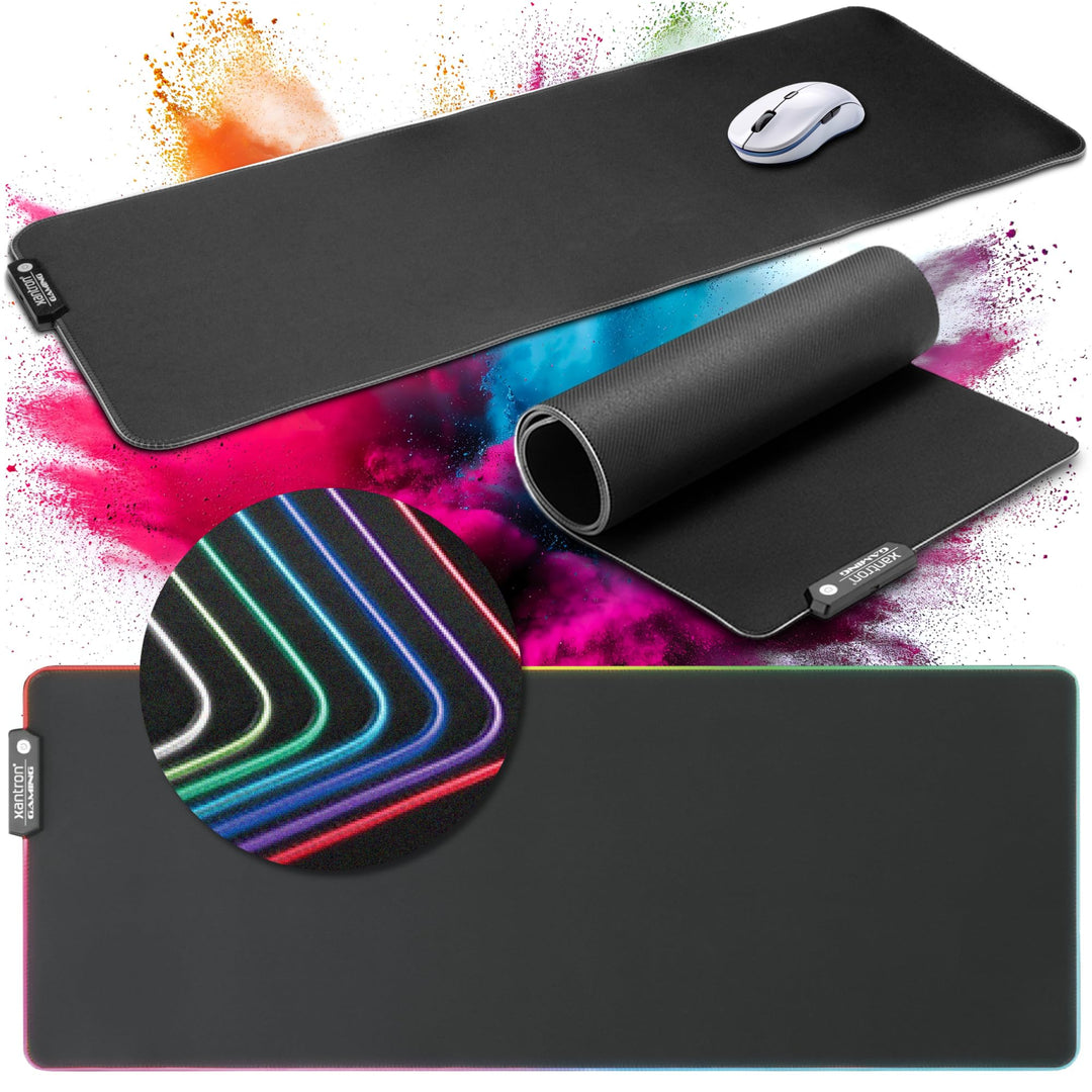 Xantron® Grosses Gaming Mauspad RGB 800x300 XXL mit perfektem Glide [rutschfest, Wasserabweisend] Mo