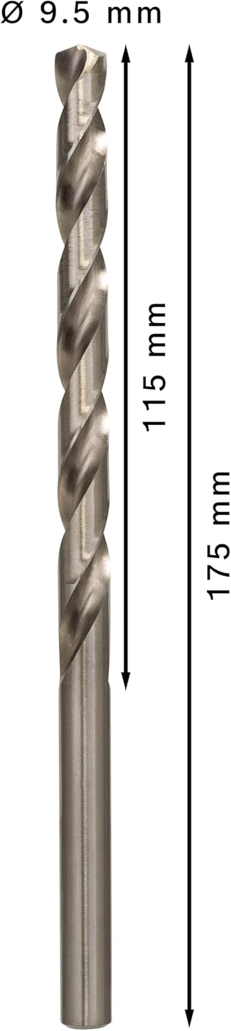 Bosch Professional 5x HSS-G Metallbohrer (für Metall, Ø 9,5 mm, Robust Line, Zubehör Bohrmaschine) Ø