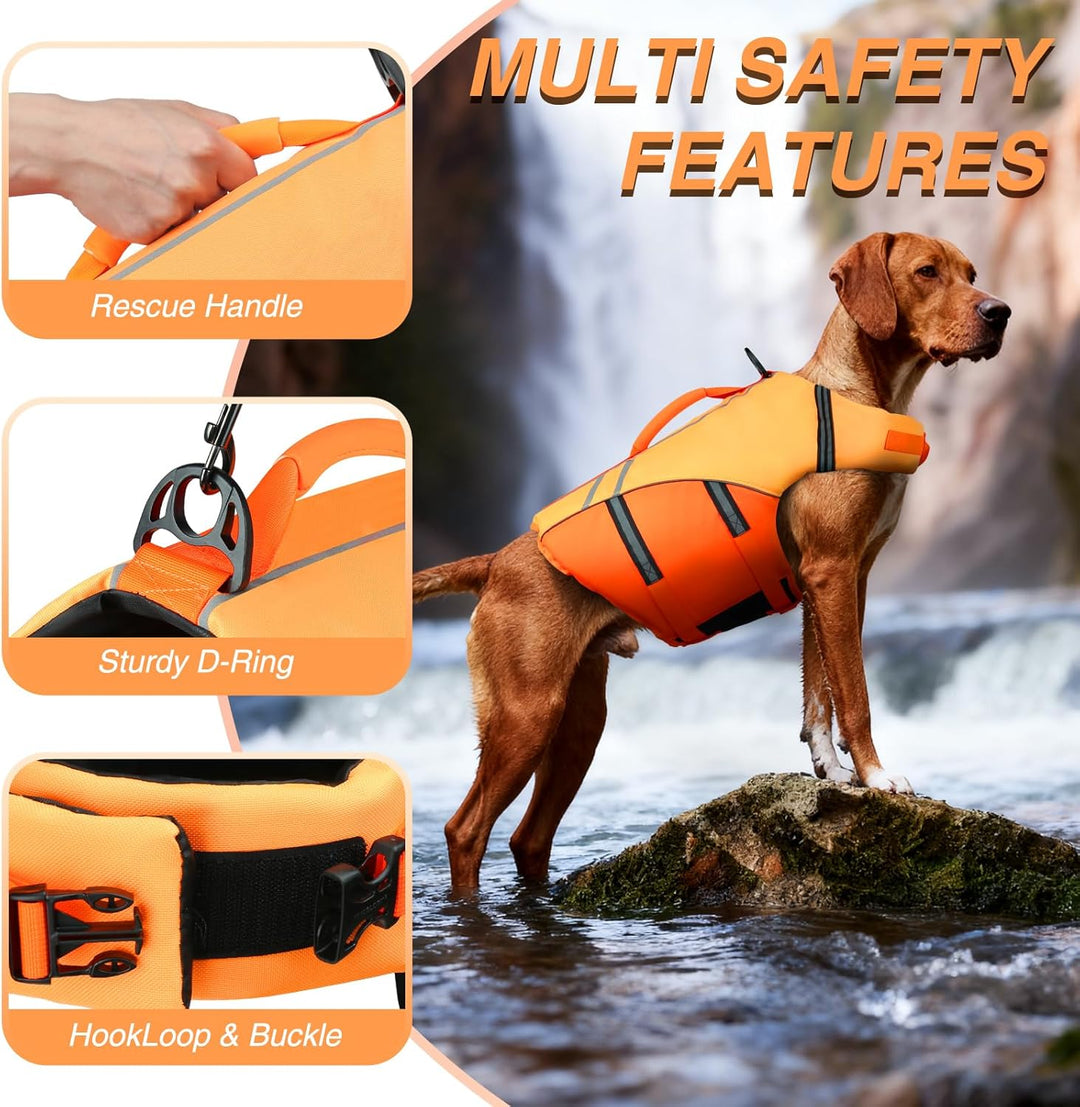 VIVAGLORY Sports Style Schwimmweste Hund, Hundeschwimmweste für Bootfahren, Auftrieb & Schwimmhilfe,