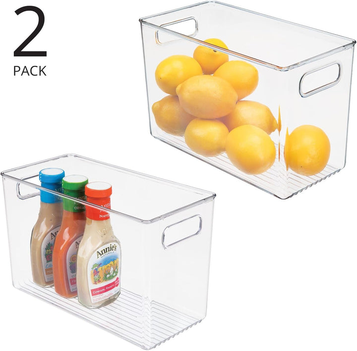mDesign 2er-Set Aufbewahrungsbox mit Griffen – hohe Kühlschrankbox zur Lebensmittelaufbewahrung – Ab
