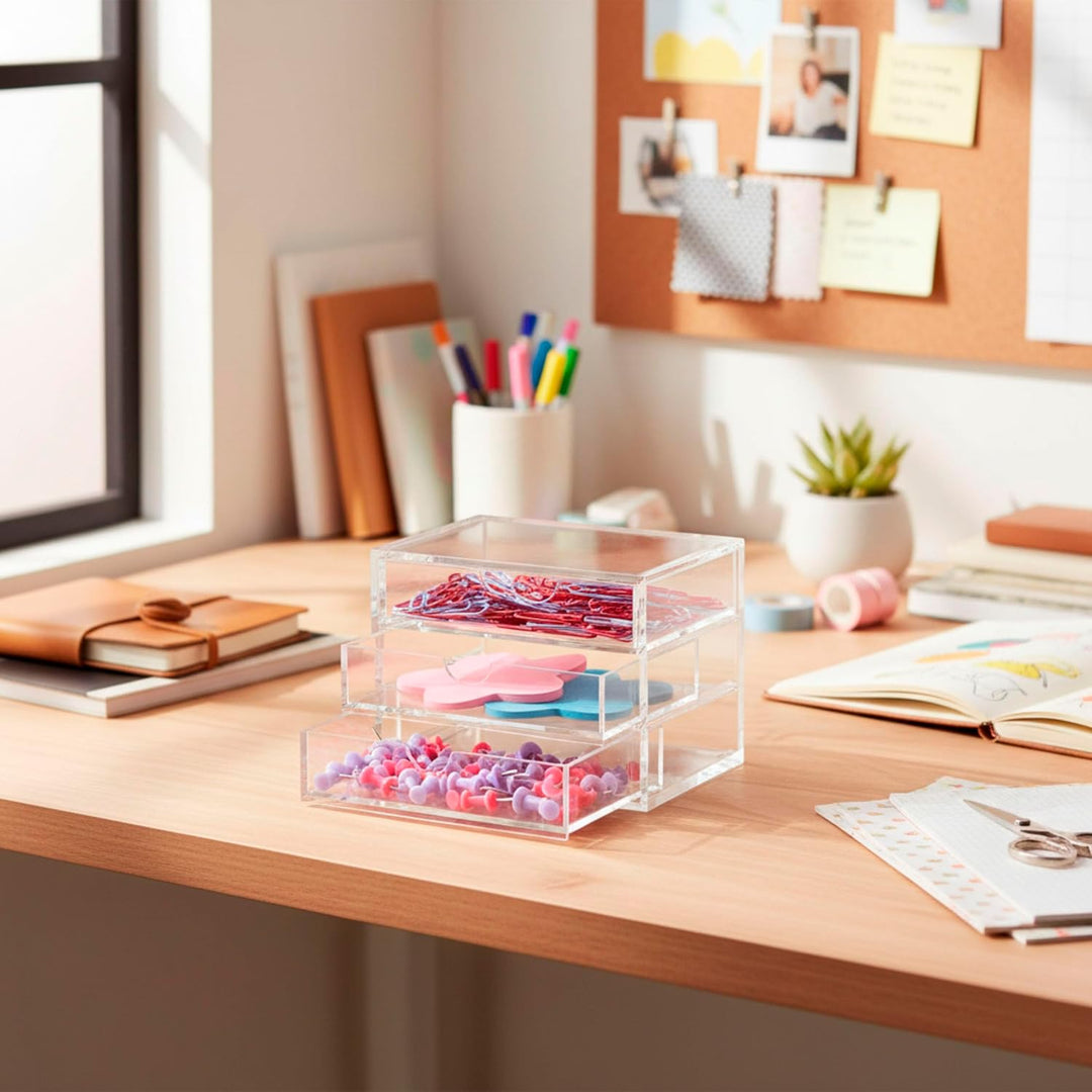OSCO A3275 Magazin mit 3 Schubladen aus klarem Acryl, klein Small (3 Drawer), Small (3 Drawer)