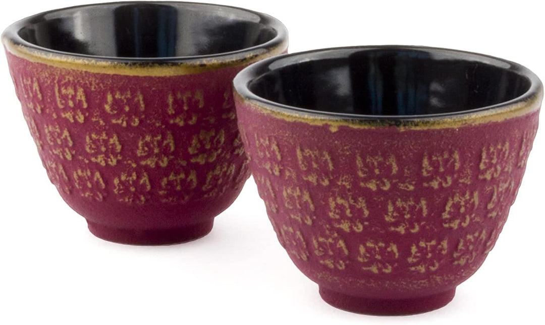 Bredemeijer rotes asiatisches gusseisernes Teekannen Set 0.6 Liter mit 2 Tassen