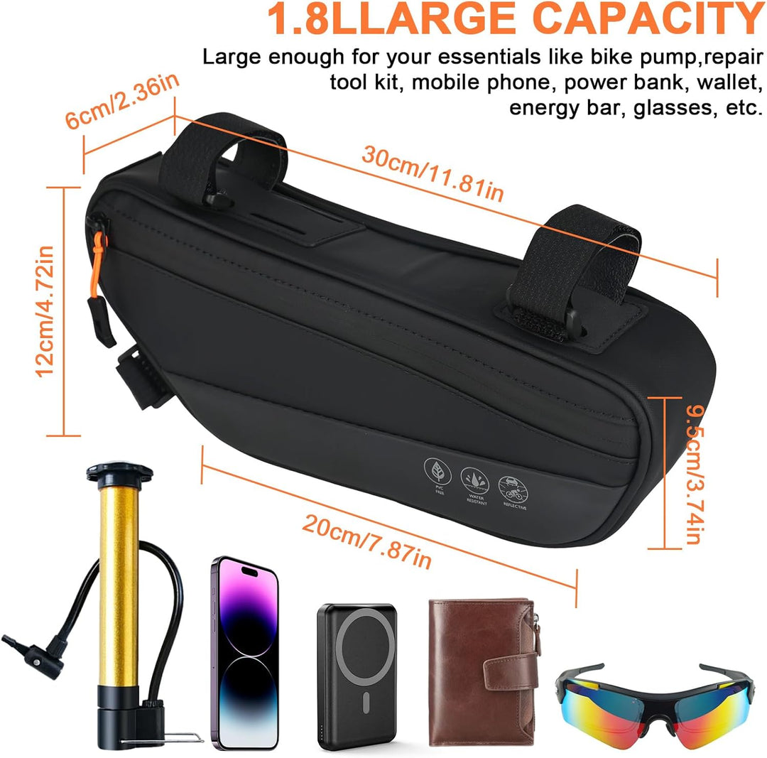 Fahrrad Rahmentasche Dreiecktasche 1,8 L Rahmentasche Fahrrad wasserdichte Fahrradtasche Rahmen Renn