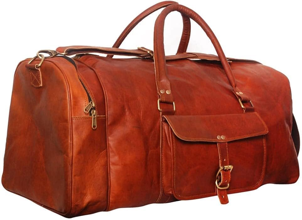 ALASKA EXPORTS Harvey Echtes Leder Holdall Duffel Gym Weekender Gepäck Reise Schulter Vintage Tasche