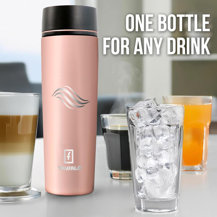Thermobecher 460ml Travel Mug puderrosa Inox Edelstahl, Kaffeebecher/Isolierbecher Pulverbeschichtun