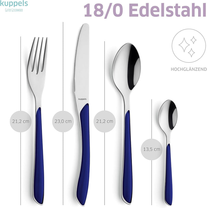 Kuppels Prisma Besteck Set für 6 Personen aus Edelstahl poliert | Besteckset 24-teilig | Hochwertige