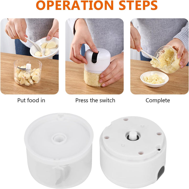 Zwiebel Zerkleinerer Elektrisch, 250ml Mini Zwiebelschneider Elektrisch Knoblauchschneider mit 3 Ede