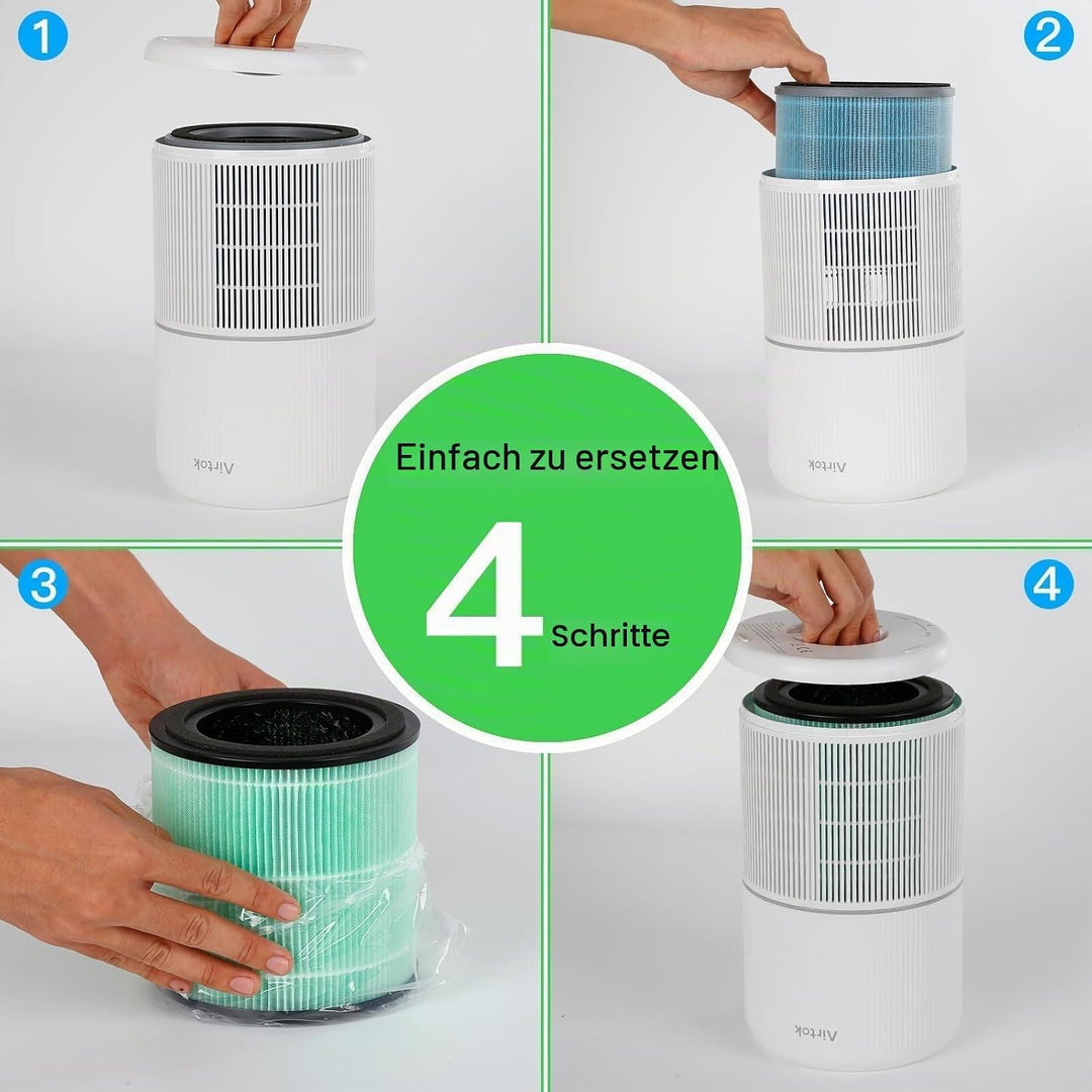 AIRTOK Luftreiniger AP0601 Ersatzfilter 2er Set, 4-Stufiges Filtersystem, H13 True HEPA Filter (Nur
