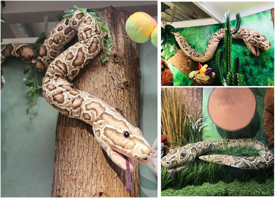 Tikwisdom 170CM High simulation Super long Brown python Soft Plush Toys, Large Stuffed Animals Hand