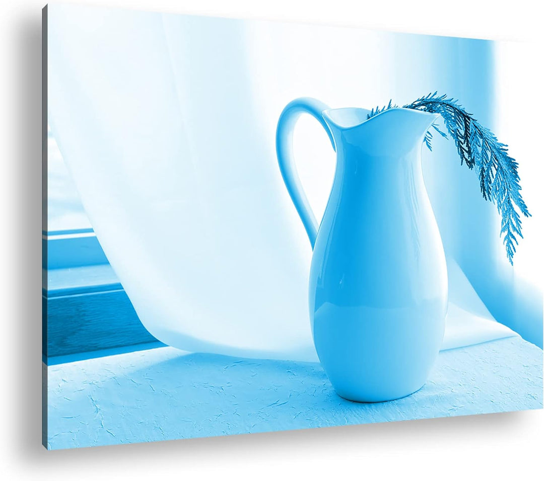 deyoli Stillleben einer weissen Vase Format 80x60 Effekt: Monocrome Blau als Leinwandbild, Motiv fer