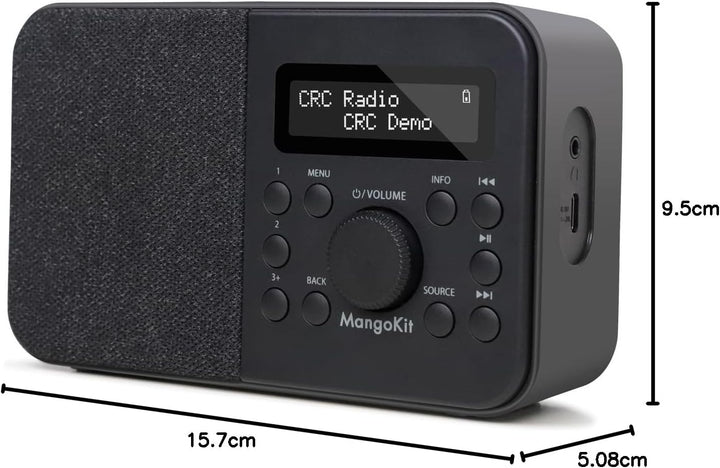 MangoKit PR2S Tragbares DAB+ Digitalradio,Küchen-FM-Radio,Bluetooth-Lautsprecher,Persönliches DAB-Ra