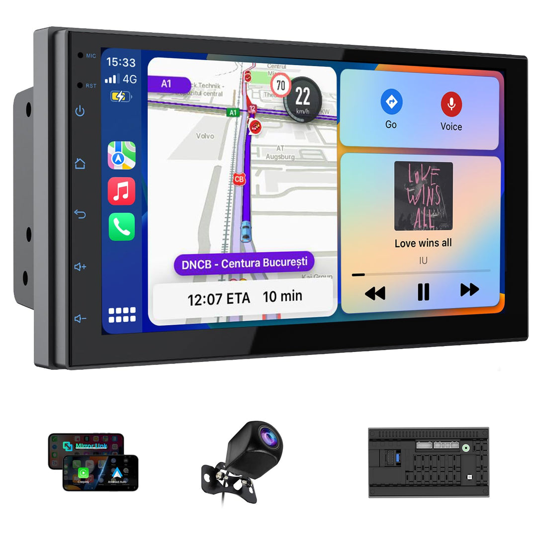 2 Din Autoradio mit Kabellosem CarPlay &Android Auto, 7 Zoll Touchscreen Autoradio mit Mirror Link,G