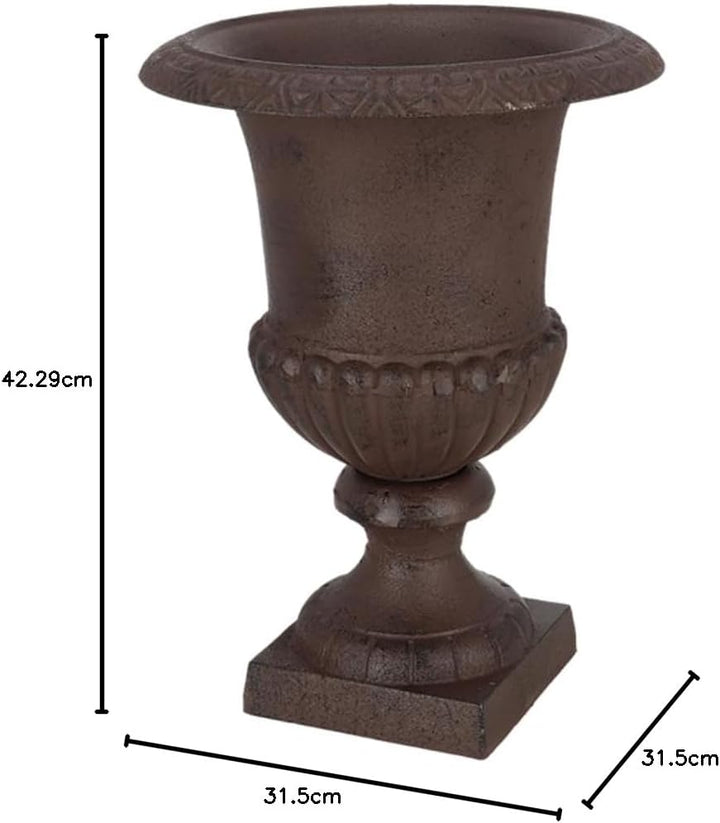 Esschert Design Blumentopf, Übertopf, Französische Vase, Amphore auf Sockel, Grösse L, ca. 31 cm x 3