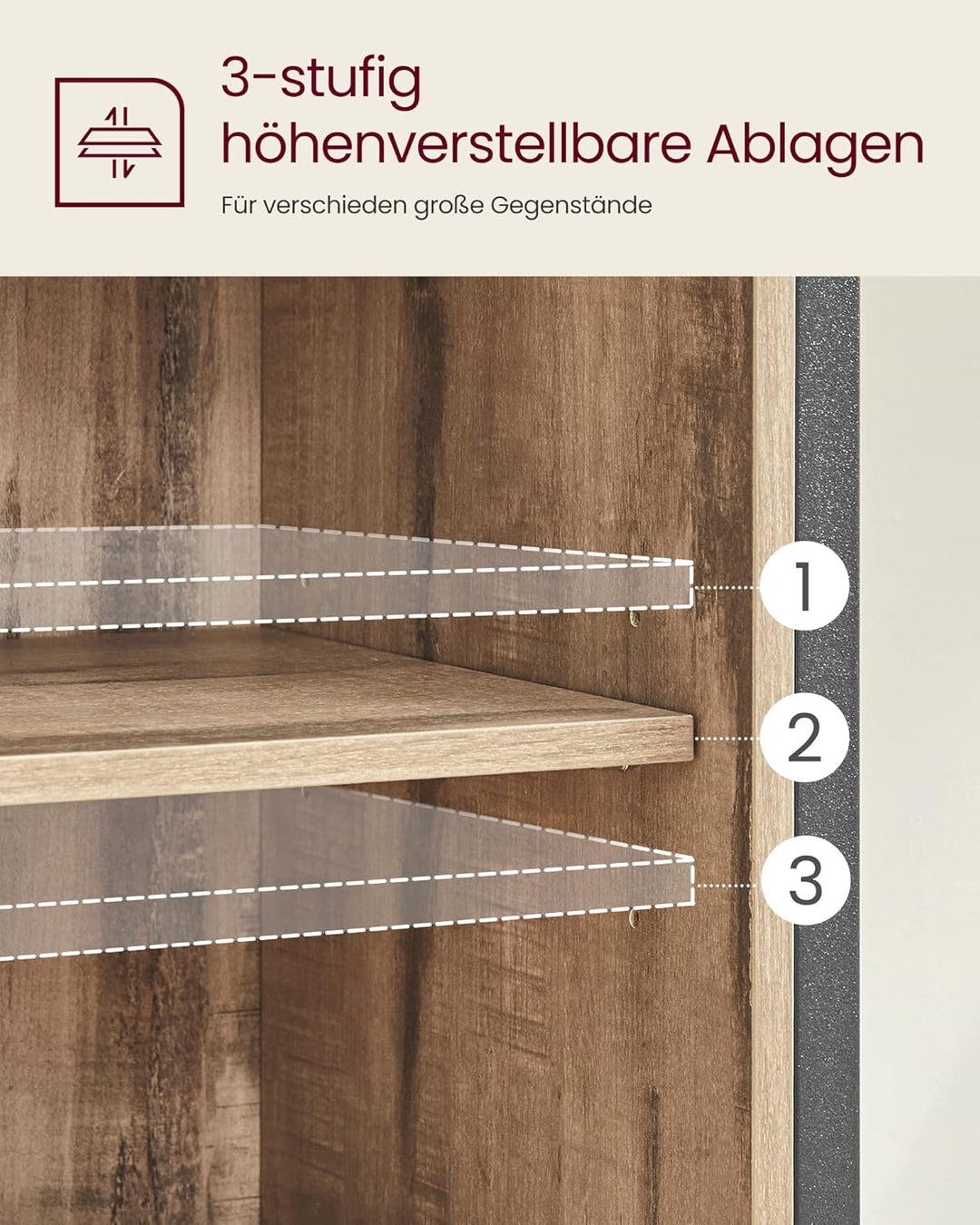 VASAGLE Sideboard, Küchenschrank, Aufbewahrungsschrank, mit Schiebetür, 30 x 70 x 80 cm, verstellbar