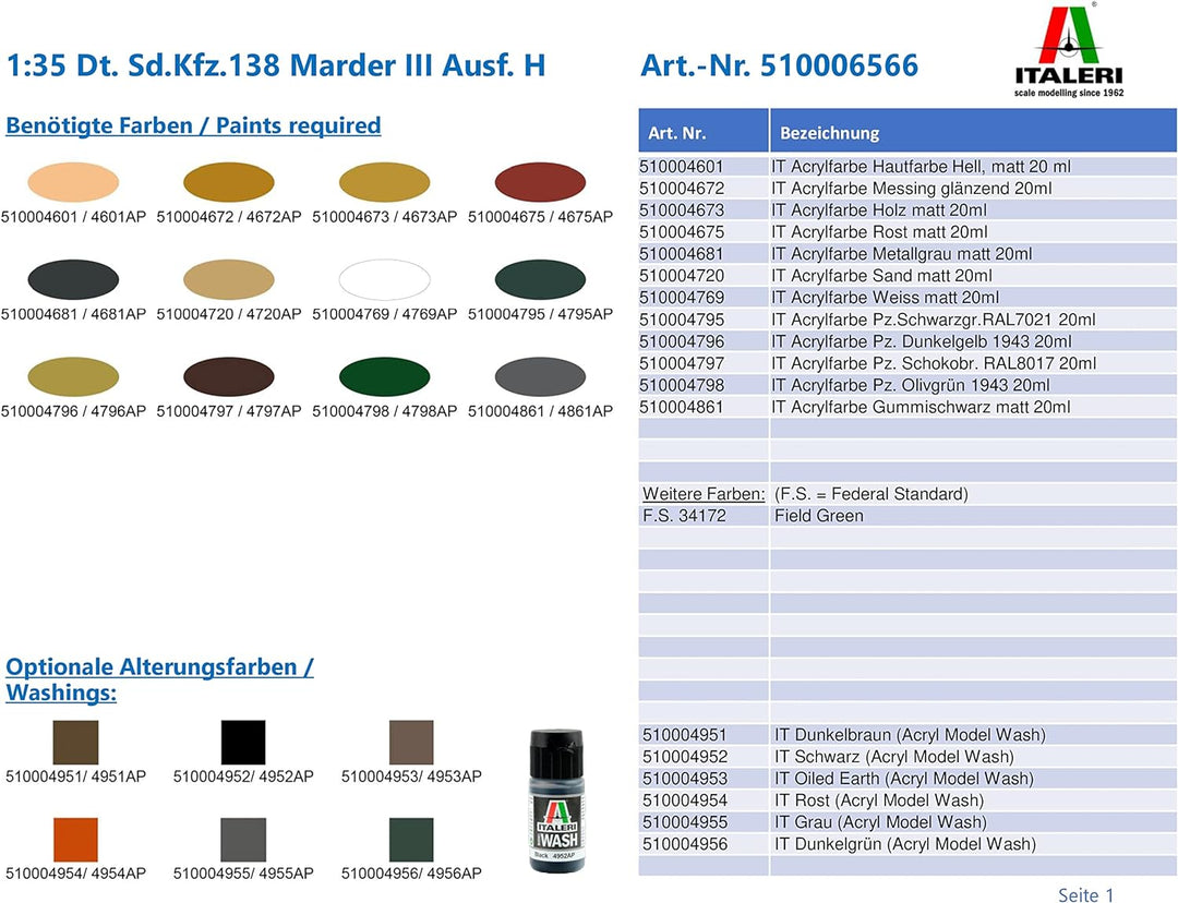 Italeri 6566 1:35 Dt. Sd.Kfz.138 Marder III AUSF. H - Modellbau, Bausatz, Standmodellbau, Basteln, H