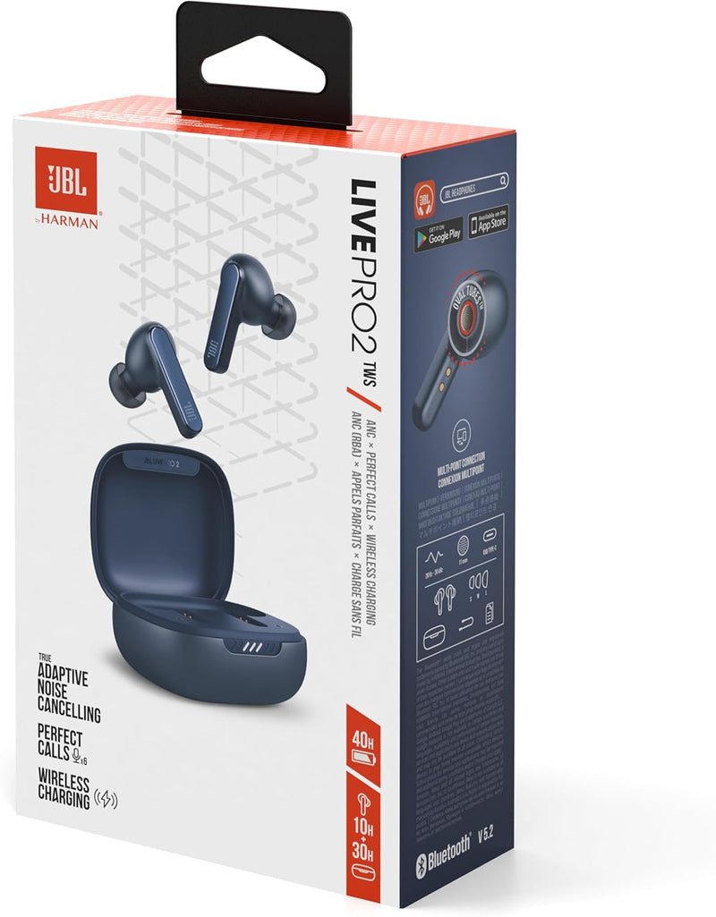 JBL Live Pro 2 TWS – Wasserdichte, True-Wireless In-Ear-Kopfhörer mit Noise-Cancelling in Blau – Mit