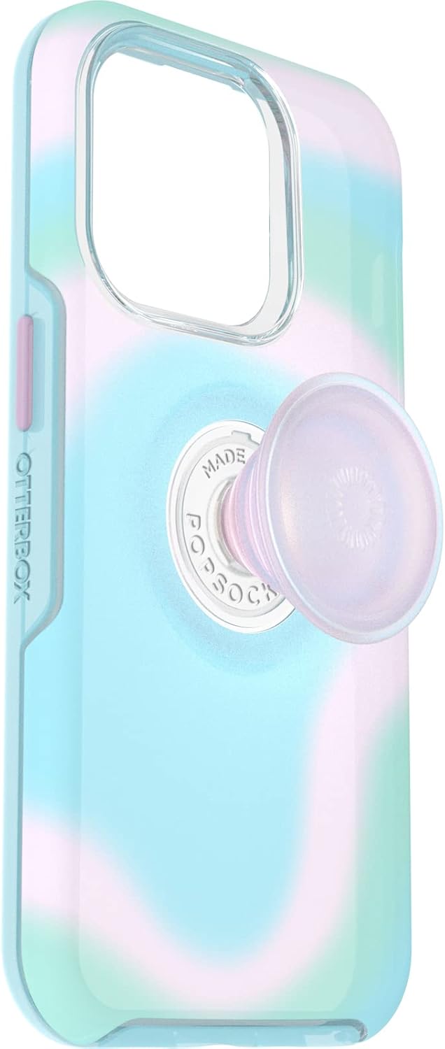 OtterBox Otter + POP Symmetry Clear Series für iPhone 14 Pro – Glänzende Aura (Pink) Otter + Pop Sym
