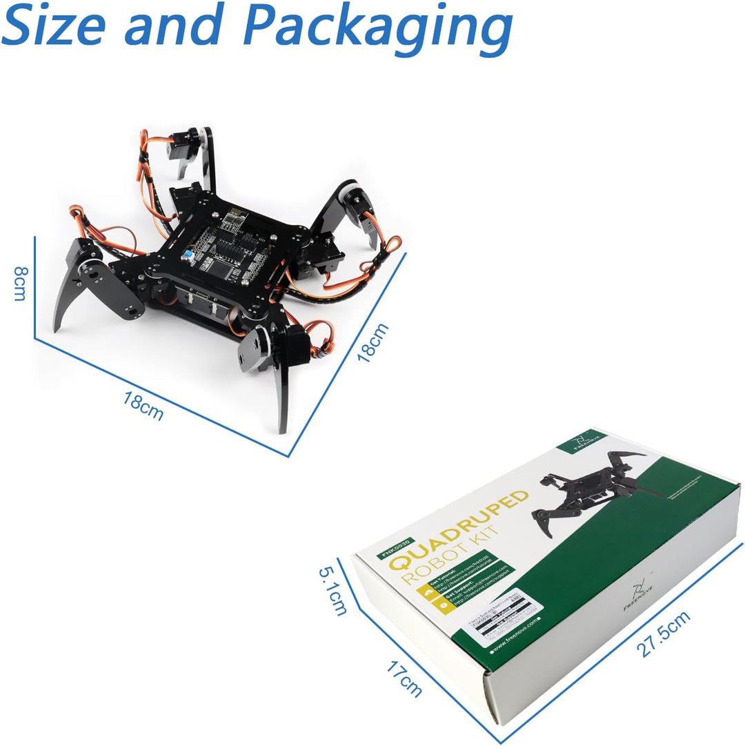 FREENOVE Quadruped Robot Kit (Compatible with Arduino IDE), App Remote Control, Walking Crawling Twi