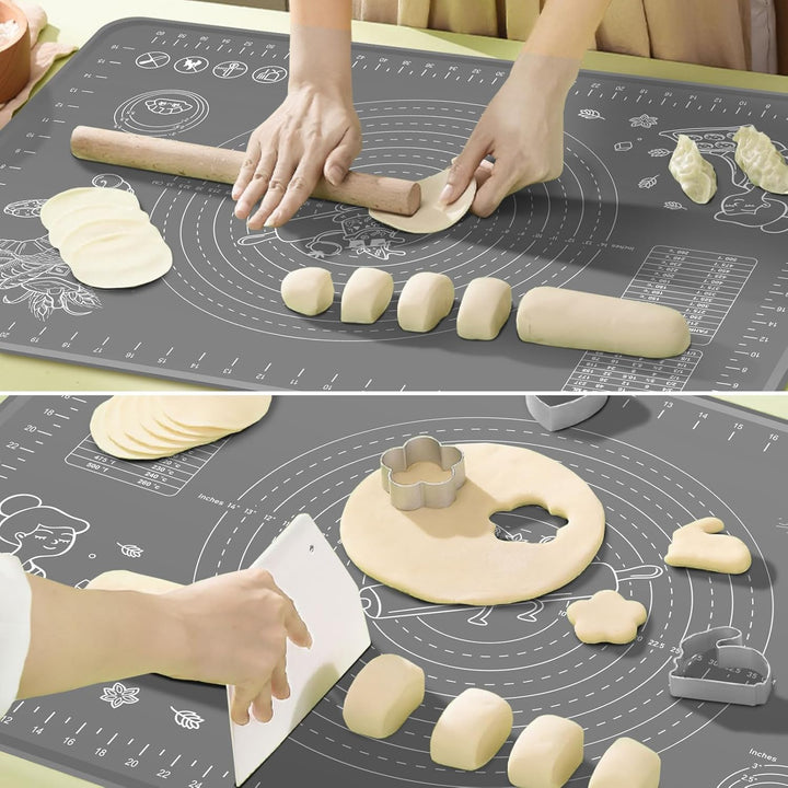 Backunterlage, Gross Rutschfeste Backmatte Silikon Teigunterlage Ausrollmatte mit Messung, 70x50 cm