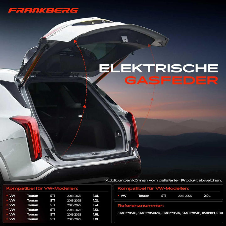Frankberg 1x Gasfeder Powerlift Elektrisch Dämpfer Kofferraum Heckklappe Hinten Links oder Rechts Ko