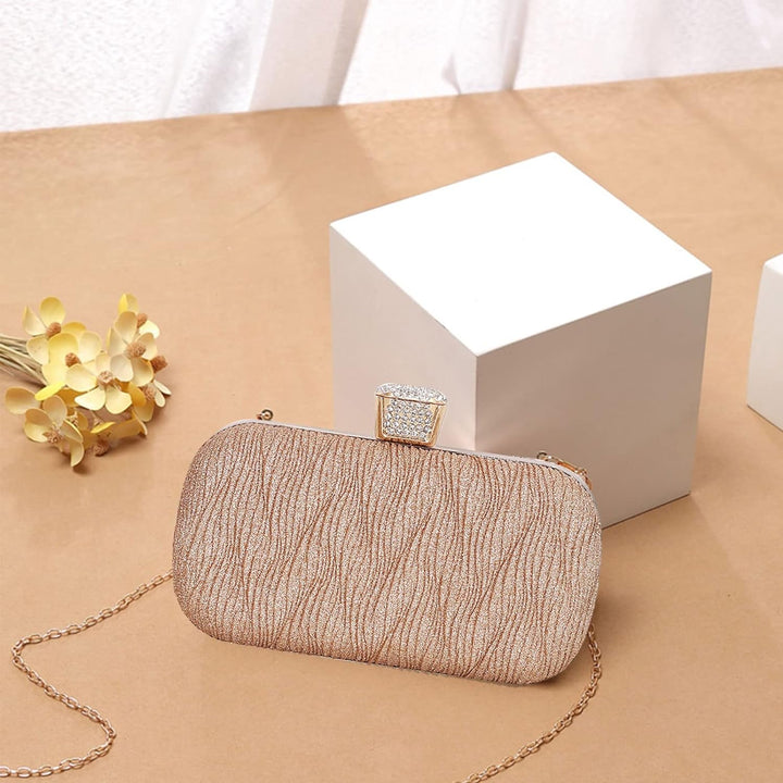 CORIOS Clutch Damen Glitter Handtasche Glänzend Schultertasche Kette Abendtasche Elegante Umhängetas